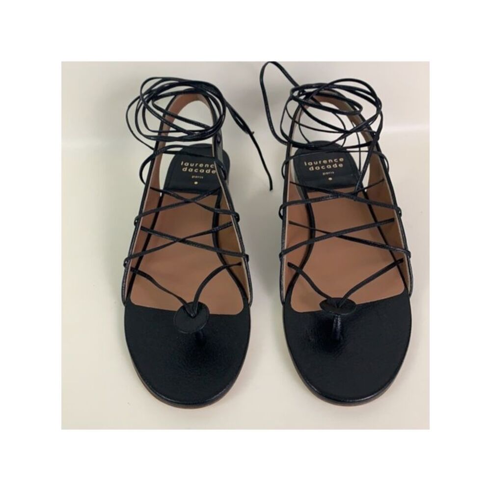 LAURENCE DACADE Womens Black Alvaro Round Toe Leather Slingback Sandal 36